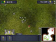 Screenshot of Warzone 2060 free online RTS army game showing futuristic troops and vehicles on a battlefield