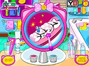 Play Angela Cat Clean Teeth free, cat care game online, virtual dentist game