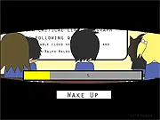 Wake Up Ayumi! free online game screenshot - Ayumi, a schoolgirl, fighting to stay awake at a desk in her English class