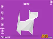 Gameplay screenshot of Dot 2 Dot, showing a cursor connecting numbered dots to form an origami-style picture in the free online puzzle game.