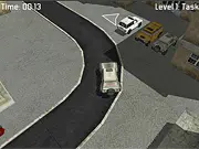 A 3D model of a large white SUV successfully parked in a designated yellow parking spot in the online driving game SUV Parking