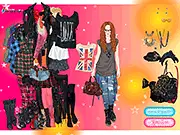 Lips T-shirt Dress Up game featuring an outfit with a British flag and plaid patterned T-shirt