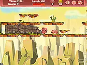 Pig Run Flash free online platformer game, a pixel pig jumping over bricks