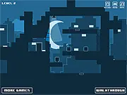 Night Lights: After Dark game screenshot - a small, glowing creature navigating dark city platforms, with a light source illuminating a path