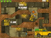 Truck Loader 3 free online game image featuring the forklift with its magnetic arm ready to move physics-based crates