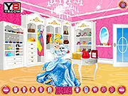 Princess Room Decor game screenshot showing a luxuriously decorated royal bedroom with elegant furniture