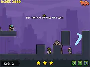 Zomblaster physics puzzle game screenshot, playing free online zombie shooter, fire hose against the undead