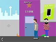 Hipstercalypse free online point and click adventure game, talking to hipsters, gathering items to solve puzzles