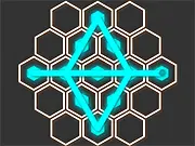 Screenshot of Touch Me Once online game showing a complex geometric figure being solved with a single, continuous, non-overlapping line
