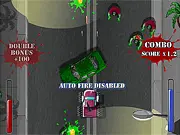 Play Zombie Night Madness 2 online free, drive a car through a street filled with zombies, upgraded survival vehicle shooting the undead