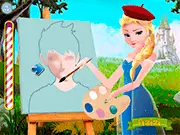 Elsa The Painter free online art and creative game painting a portrait of Jack Frost on PlayArcadeHub.Net
