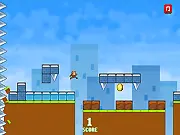 Screenshot of the Spiky Wall of Doom retro endless runner game with pixelated graphics, showing the player's character running from a giant spiked wall.
