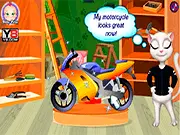 Play Angela Motorbike Builder free online game, assembling and decorating a custom motorcycle