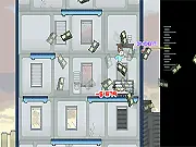 Salary Scrapper game screen showing a character jumping between block platforms while collecting money icons, in an endless vertical jumper format on PlayArcadeHub.