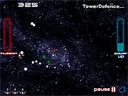 Galaxy Defense free online arcade shooter game screenshot showing a ship rotating and shooting enemies