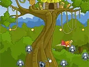 Treehouse Hero free online action game defending from aliens with bombs and lightning