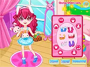 Easter Dress Up game screenshot, Lois in a beautiful Easter outfit and make-up, girl playing free dress-up online