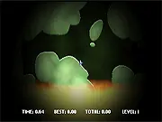 Asteroid Escape free online game screenshot showing a ship flying through a narrow corridor to escape fire