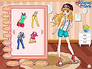 Rock Spring Jumpsuits free online game screenshot showing a girl wearing a brightly colored, fashionable jumpsuit for a spring outfit