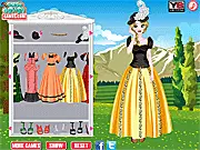 Lady Valerie Fashion free online game screenshot showing a duchess in an elaborate, elegant Victorian-era gown and hat, ready for a tea party