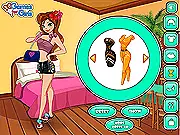 Screenshot of Thailand Issue Dress Up game showing a girl in stylish tropical fashion against a beach background, free online game