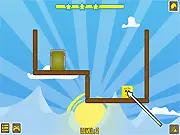 Bouncy Blocks physics puzzle game, launching a yellow block character to get a key, play free online