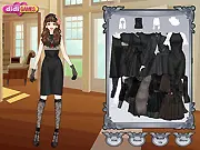 Dark Costumes Dress Up game screenshot showing an elegant girl in a black and deep red gothic style outfit, play free online