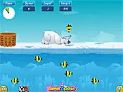 Play Polar Bear Fishing free online arcade game, helping a polar bear fish through an ice hole