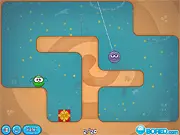 Gift Rush 2 free online physics puzzle game, little spider swinging on a web, packing flies into gift boxes