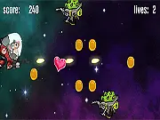 Monkey VS Aliens free online shooting game screenshot with astronaut monkey fighting invaders