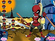 Deadpool Dressup free online game, customizing anti-hero Deadpool with costumes and weapons, superhero customization