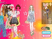 Colorful Flowers Theme Dress Up game screenshot, playing free online flower fashion game, fantasy veil clothing
