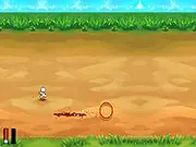 Running Target Shooter free online arcade game screenshot showing a crosshair aiming at running character targets.