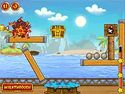 Online physics puzzle game called Sink My Treasure where players drop a treasure chest into water by manipulating objects