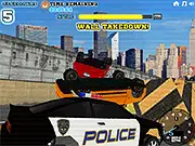 Super Police Pursuit free online car chase game screenshot with a police car ramming a racer