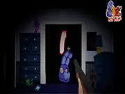Screenshot from Five Day at Freddys Rage at Night! minigame, showing a dark, bedroom-like setting with a terrifying animatronic figure in the shadows. Play free horror survival game.