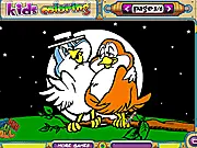 Playing Kids Coloring Book online free on PlayArcadeHub, child coloring a picture with a digital brush