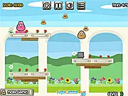 Pou Lovely Kiss free online physics puzzle game, launching male Pou to kiss female Pou, PlayArcadeHub
