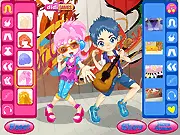 Play Rocking Love free online dress-up game, couple rock stars in cool outfits getting ready for concert