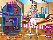 Fashion game screenshot of the Basketball Star Dress Up Online game, showing the main character Tessa posing in a stylish basketball uniform with the outfit customization menu open on PlayArcadeHub.