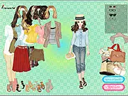 Powder Autumn fashion dress-up game screenshot, girl with big wave hair wearing an autumn pink outfit, elegant seasonal style