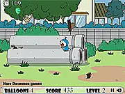Magic Balloon Catch free online game screenshot, Doraemon style character catching balloons and avoiding birds