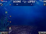 Bulishor the Shooter free online game screenshot, showing Bulishor defending against attacking crabs with projectiles.