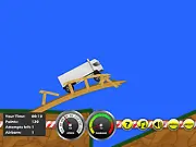 Play The Truck Driver online free game, showing a large truck driving through a challenging off-road jungle track