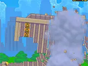Rubble Trouble New York online game screenshot, a building collapsing after a demolition blast