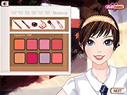 Student wearing stylish clothes for her first day at Harvard University. Harvard Days College Dress Up game screen. Free online fashion game.