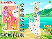 Beautiful Peacock Dance Dress Up game screenshot, traditional peacock dancer costume styling, play free online