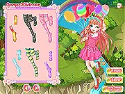 Colorful Balloon Girl dress up game screenshot, festive birthday party outfit, play free online fashion game