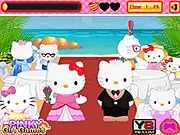 Play Hello Kitty Wedding Kissing online free game, featuring the newly married Hello Kitty couple stealing a kiss