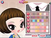 Woman in a cool suit and professional makeup for work. Free dress-up game online. Play Cool Suits at PlayArcadeHub.